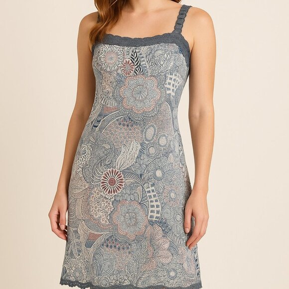 BCBGMaxAzria Boho Crochet Trim Printed Mini Dress XS - Picture 1 of 6
